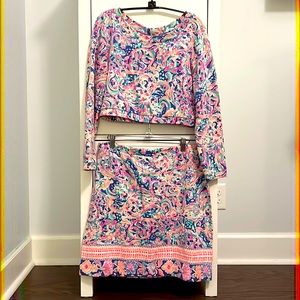 Lilly Pulitzer Cotton Crop and Skirt Set Size Large.